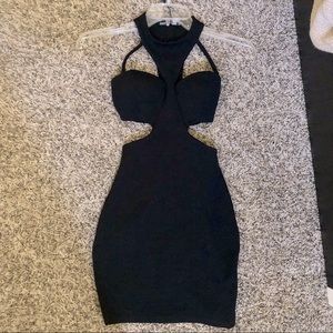 Boohoo NWOT petite black mini dress